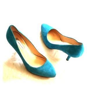 Turquoise suede heels